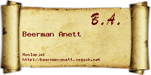 Beerman Anett névjegykártya